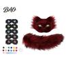 Realistic Fox Masque with Tail DIY Therian Kit, Plush Furry Fox/Cat Animals Multi Colored Eye Lenses Mesh, for Christmas Halloween Masquerade Cosplay