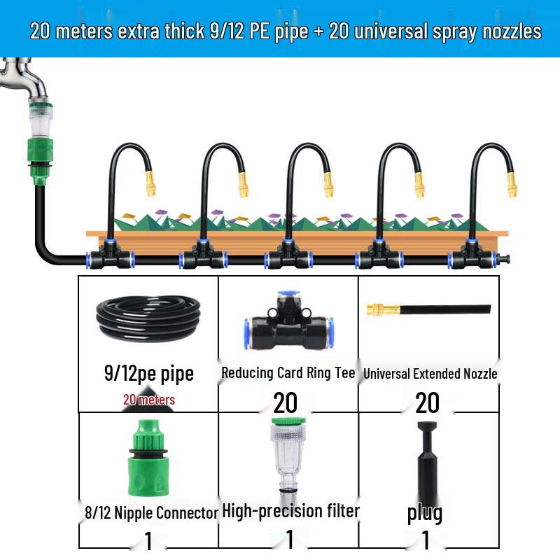 

Автоматическая система полива сада с насадками для цветов и микроорошения