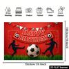 2D Soccer Party Backdrop - Red Grass Football Banner for Kids Sports Birthday Photoshoot