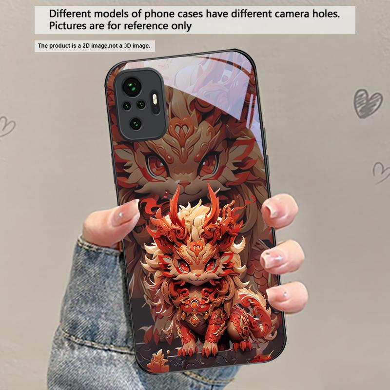 

Kirin with flowing hair For Redmi Note 14 Pro+ 13 Pro 8 9 9S 12S 10 Pro 11 12 13C 14C A3 12 13 K60 Ultra Black Glass Phone Case Redmi A3