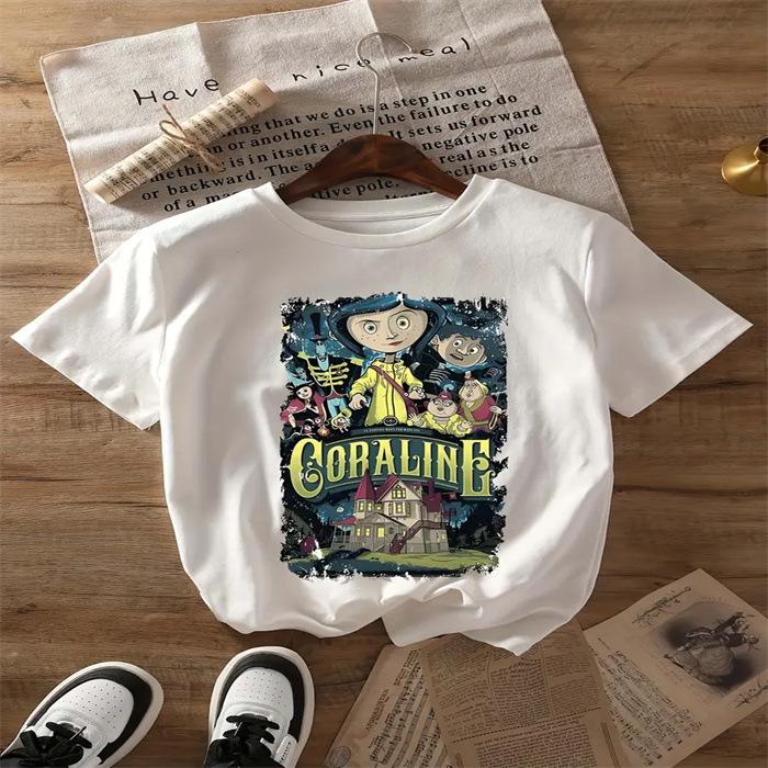 Letní top s kulatým výstřihem a potiskem Módní Ležérní Roztomilá dámská trička z čisté bavlny s krátkým rukávem