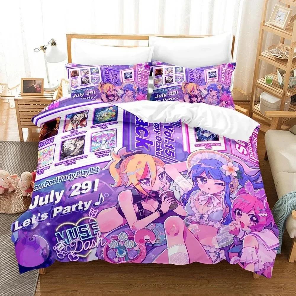 Fashion Music Game Muse Dash Beding Set Printed Bed Linen Set With Pilowcase Soft Duvet Cover Soft Single Double Quen Super King-Sized Dimensionsd