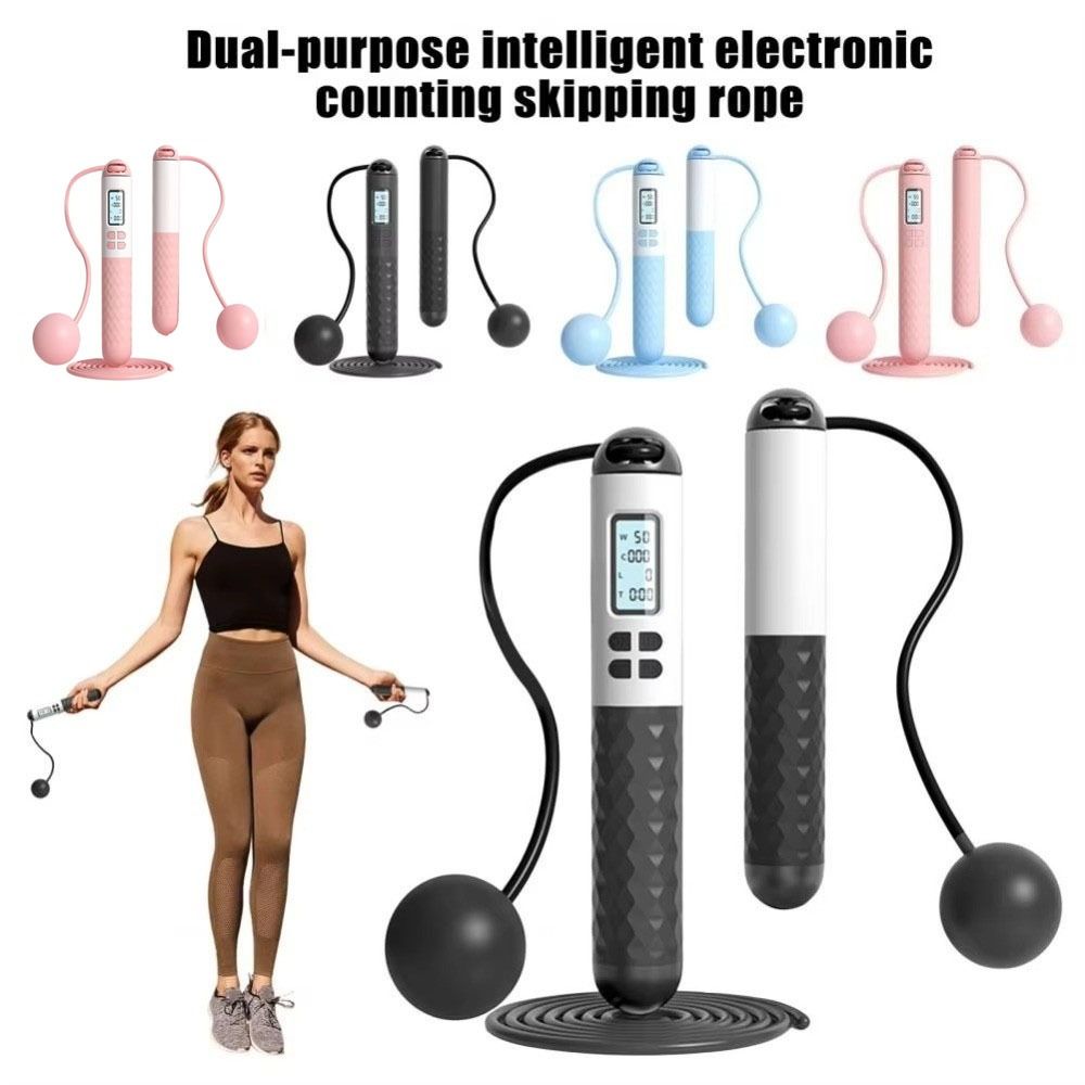 Anti-Skid Ropeless Jump Rope Cordless Digital Skip Rope Portable Counting Skipping Rope Home Use