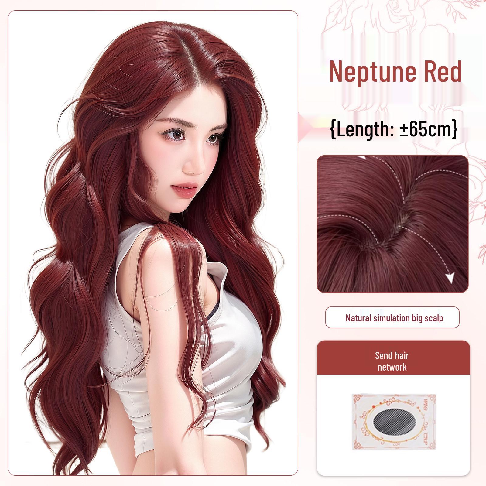 Длинный кудрявый парик в стиле Лолита, цвет малиново-красный, для женщин, с большими волнами - Натуральный повседневный образ, Полная шапочка, имитация волос