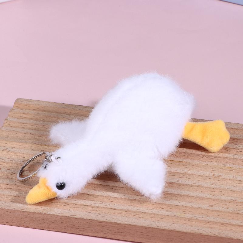 

20 CM Cute Fluffy Big White Goose Pendant Plush Stuffed Animal Key Chain Bag Car Hanging Gift For Friend Festivals белый