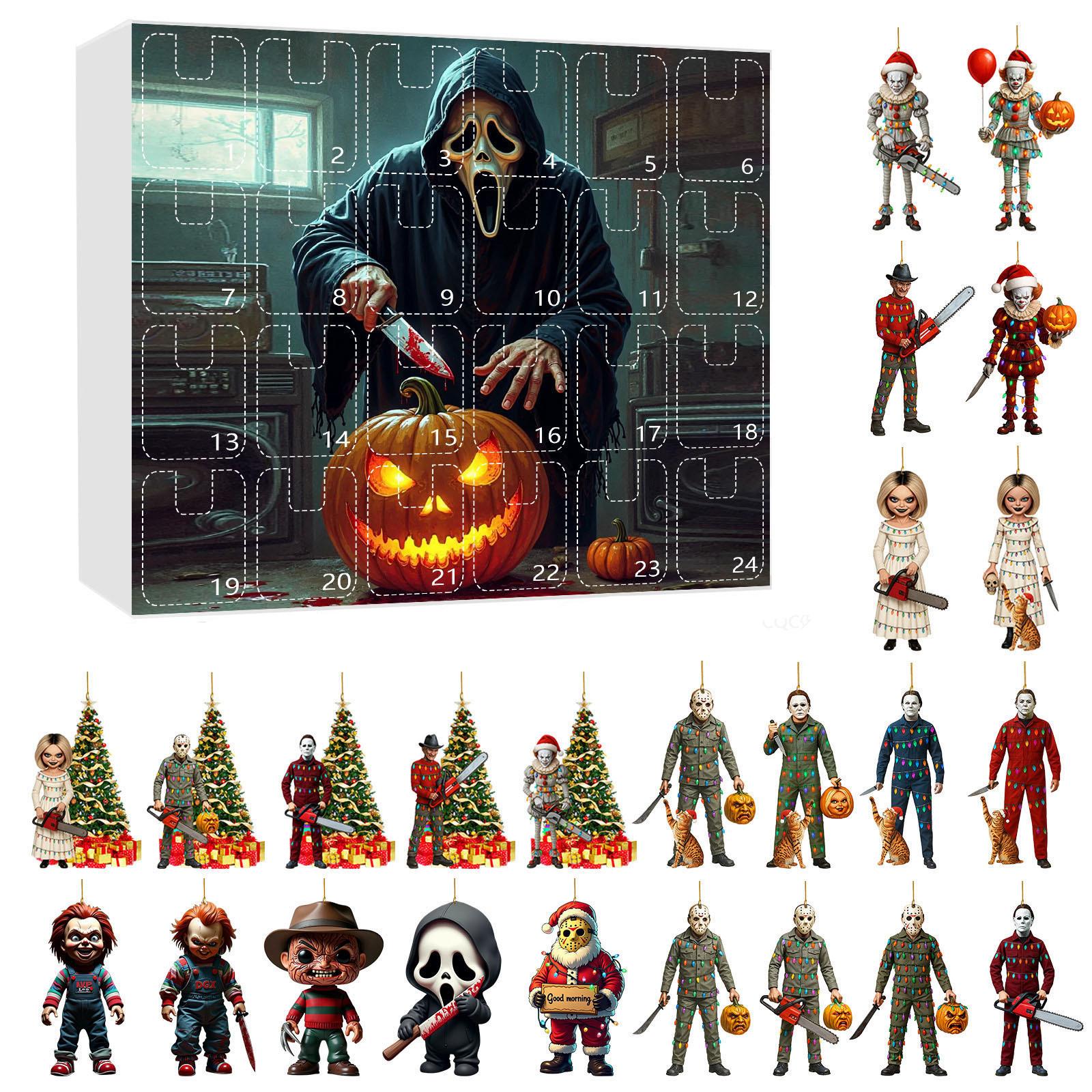 

2D Plane Blindbox Airplane Box 24-day Countdown Calendar Horror Character Halloween Blindbox Christmas Tree Dress Up Holiday Ornaments One Size
