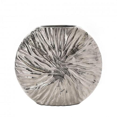 Hestia Sølv Metall Teksturert Rund Vase 21x24cm