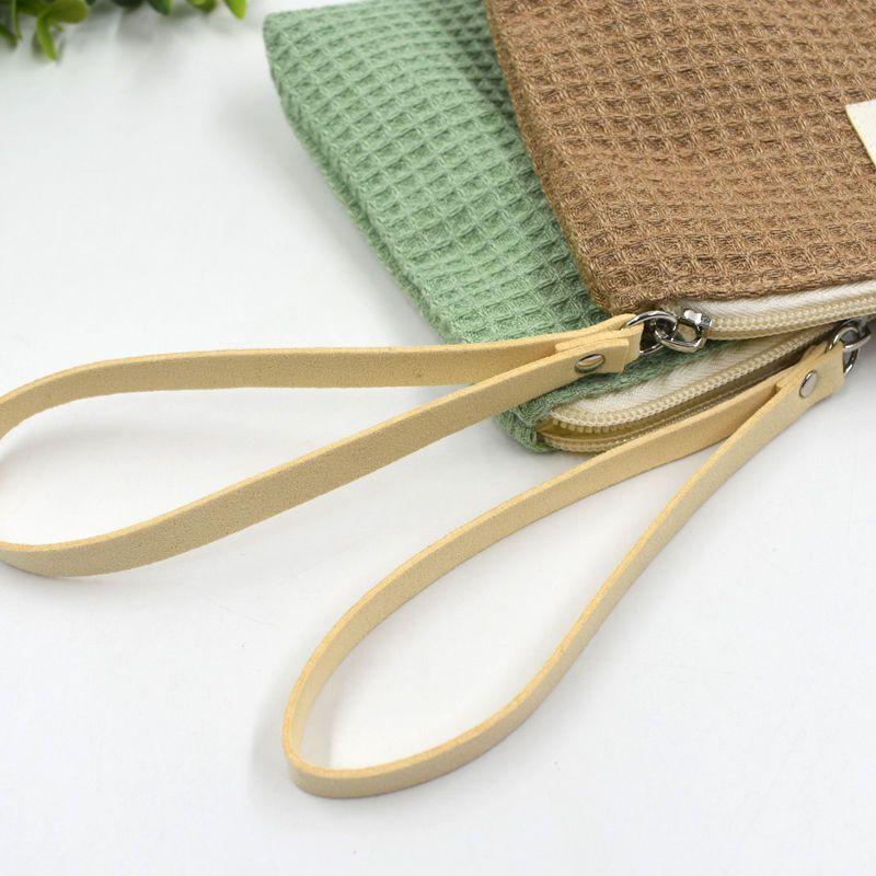 Fabric Handbag, Cute Zipper Small Bag for Girls, Waffle Style Handbag, Makeup Bag, Clutch Bag, Coin Purse