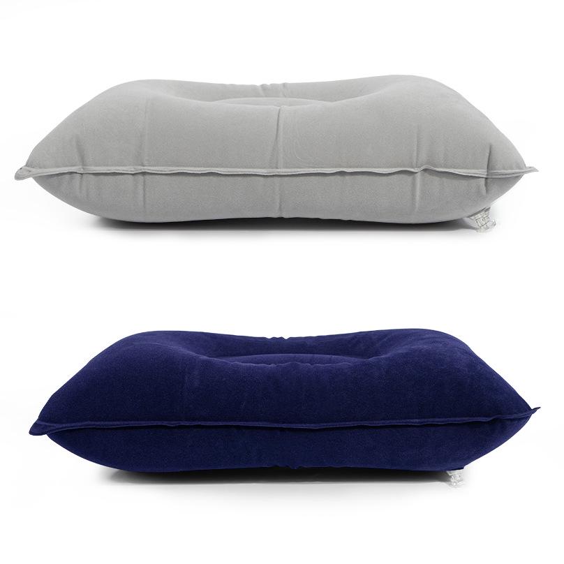 Large Inflatable Camping Pillow - Thickened Flocked Square Design, Folding Travel Pillow for Sleeping and Backrest.