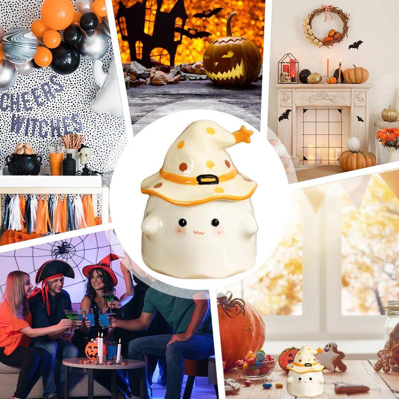 Halloweenský hrnek Halloweenský hrnek s duchovým vzorem Keramický hrnek s duchem a víčkem Roztomilý 350ML na Halloween doma a v práci