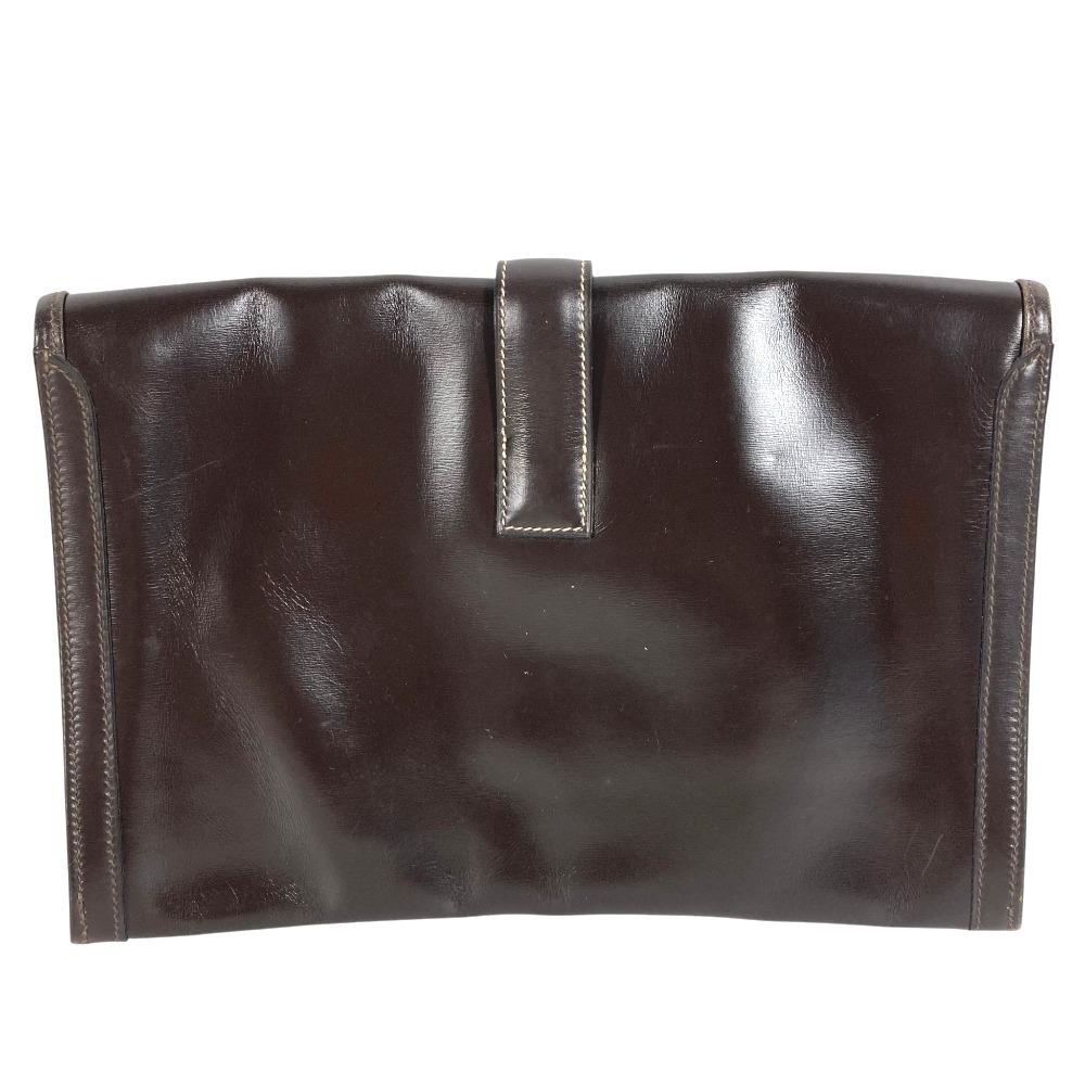 Hermes H Logo Vintage Jige PM Bag Document Bag Flap Clutch Bag Dark Brown