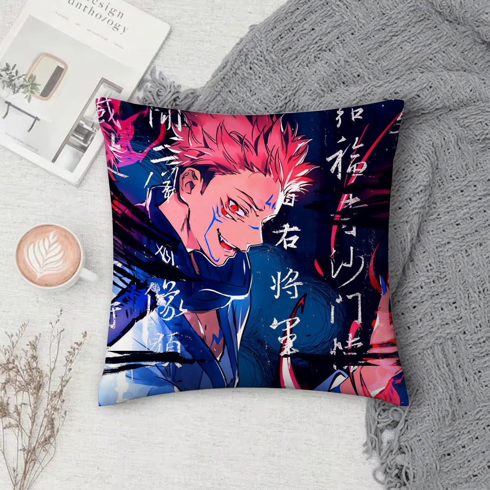 J-Jujutsu Anime K-Kaisen Pillow Case Cover Square Sofa with for Pattern Comfortable Cushionsuitable of Room