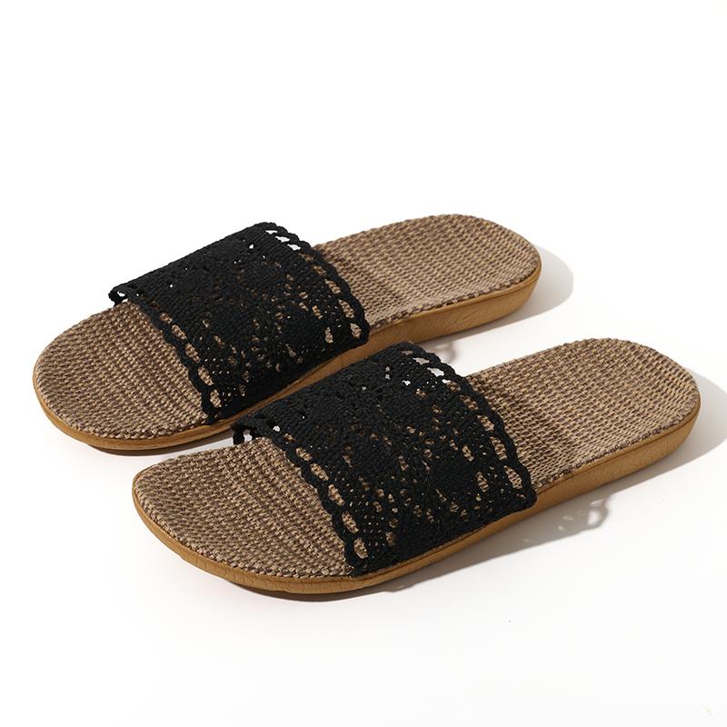 Stylové dámské plátěné pantofle s krajkovým lemem, perfektní letní boty pro dámy