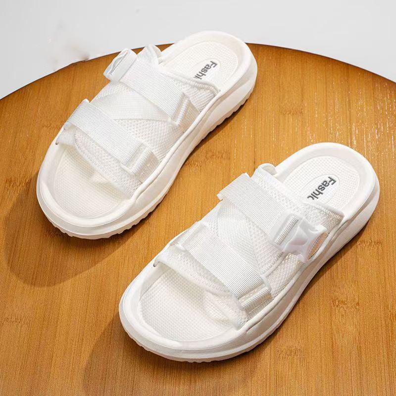 Fashion 2025 Summer New Mesh Slippers for Men Fashion Casual Soft-soled Beach Shoes Male Solid Color Outwear Flip Flops Man