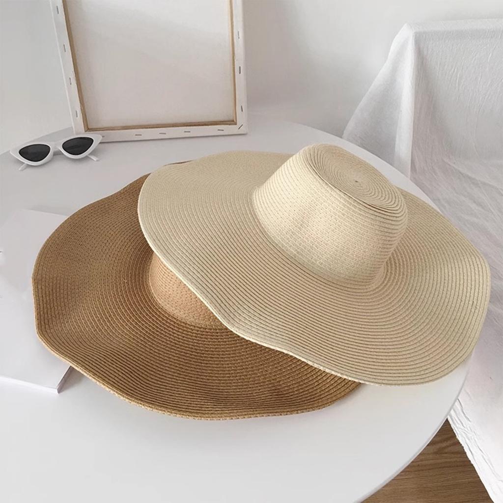 Women's Wide Brim Sun Hat Foldable Straw Beach Hat Summer UV Protection Fashion Cap