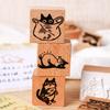 Charming Cats Themed Miniature Wood Stamps Adorable Cats Shape Stamp For Handmade Journal Card And Artistic Decorations