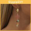 Irregular Trendy Natural Stone Flower Tassel Earrings Fashion Womens
