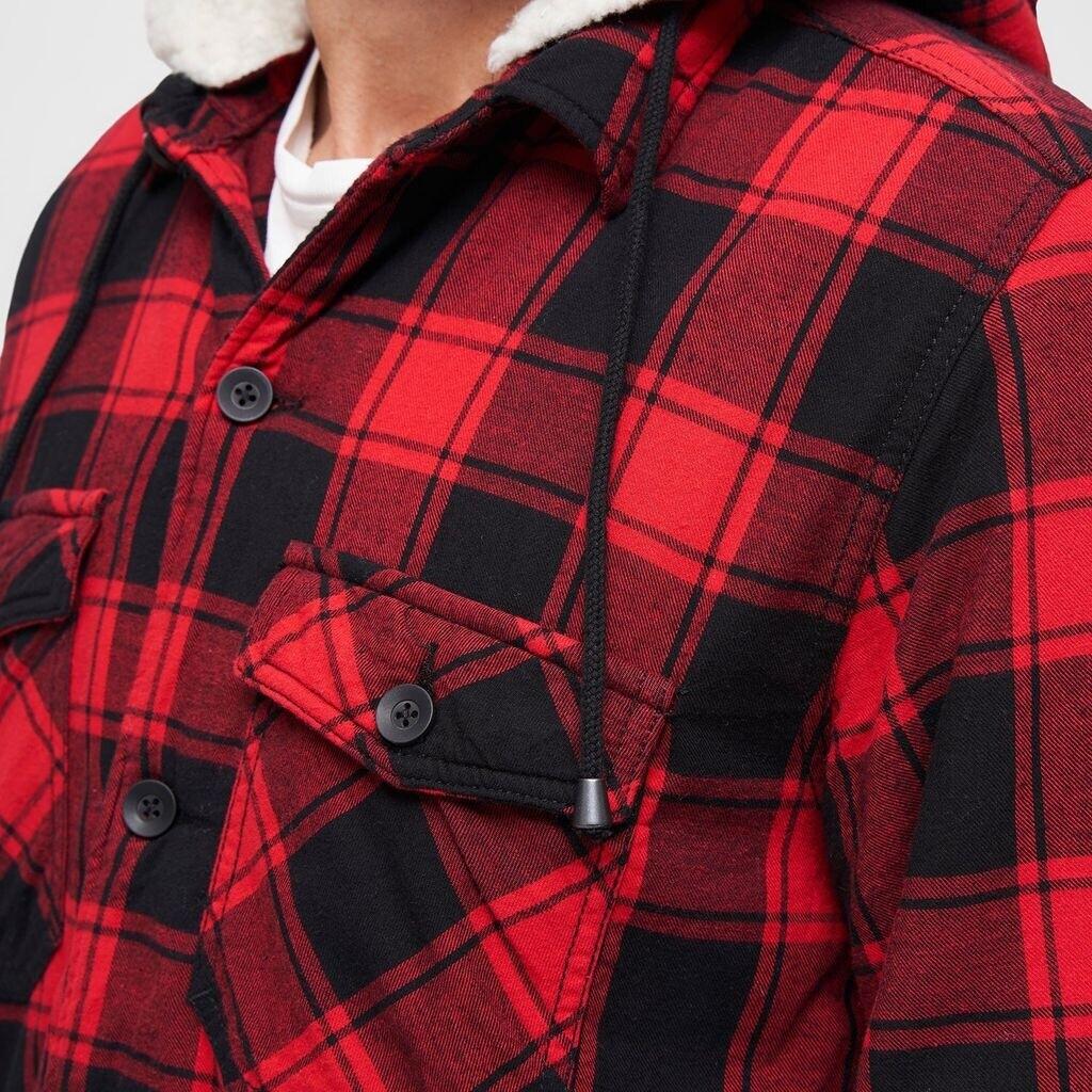 Winter Jacket Brandit Lumberjacket Hooded Red/black