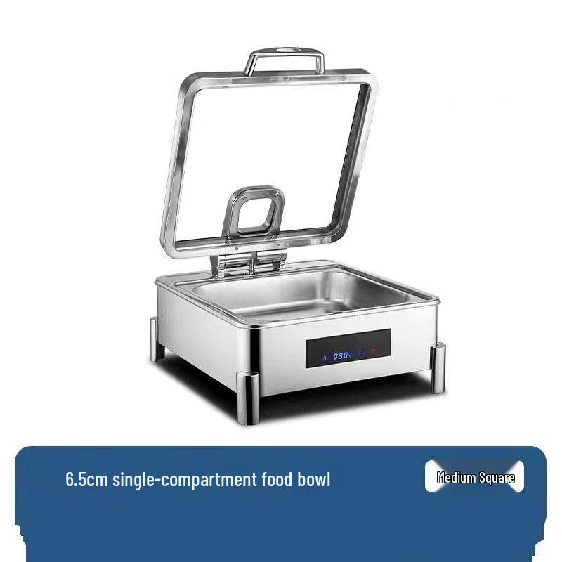 ZISIZ Electric Stainless Steel Chafing Dish with Visible Lid