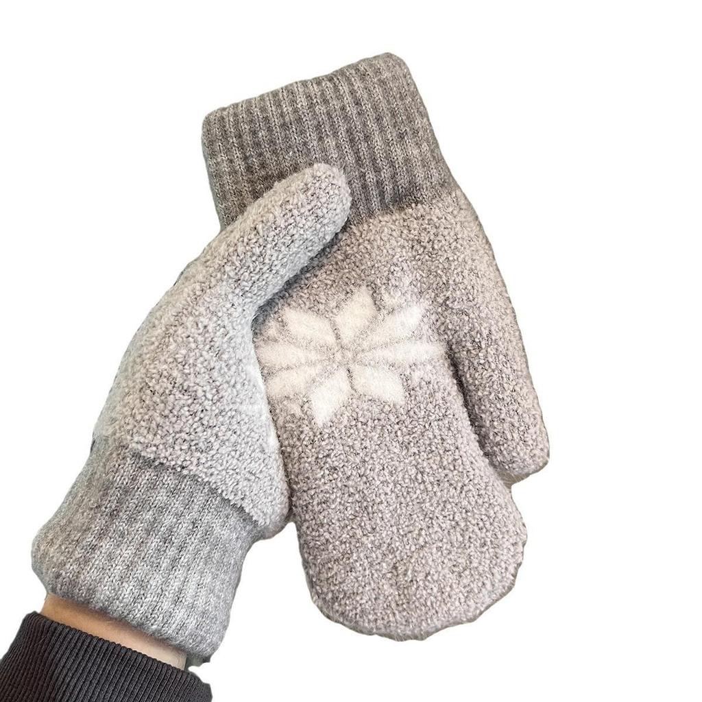 Women's Snowflake Insulated Velvet Gloves: Windproof & Warm for Winter Cycling Outdoors
