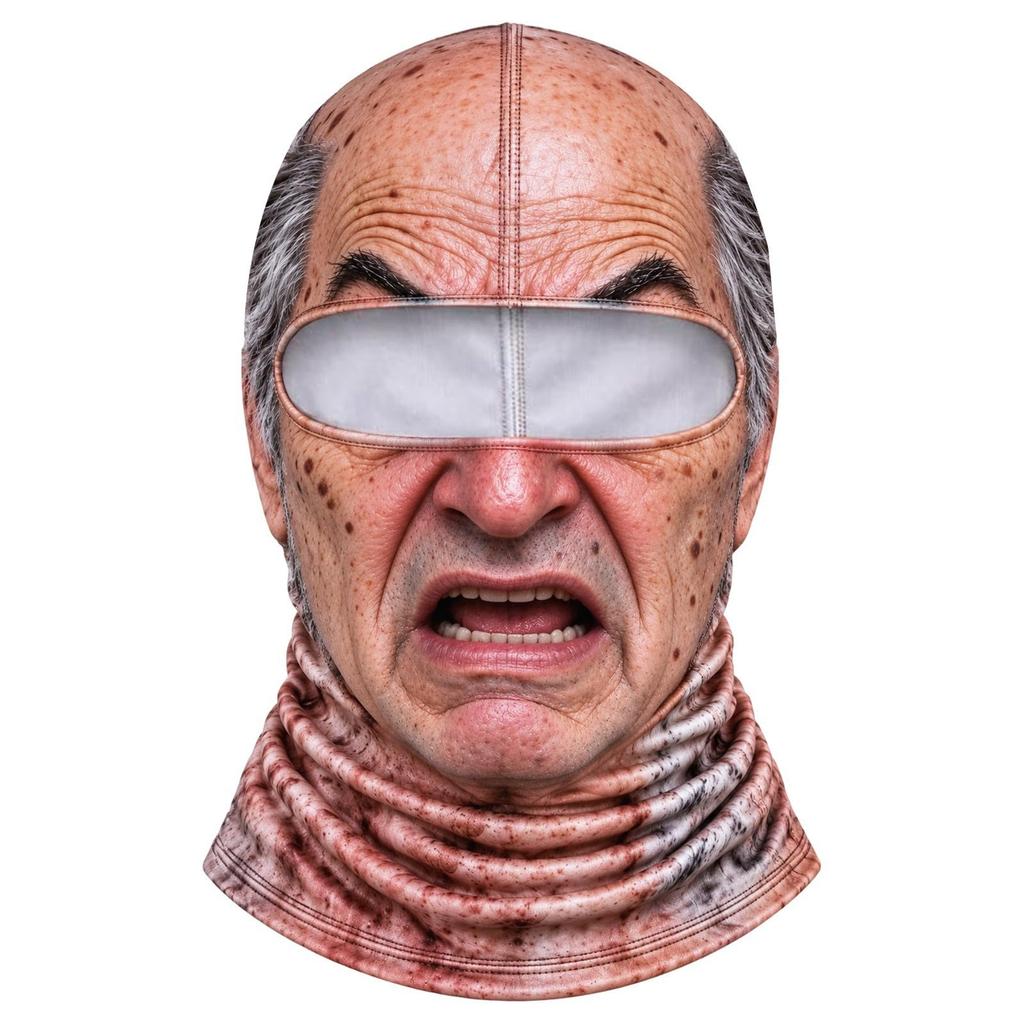 Novelty Old Man Face Ski, Winter Windproof Full Face with 3D Full Print, Sunglasses Not Included
