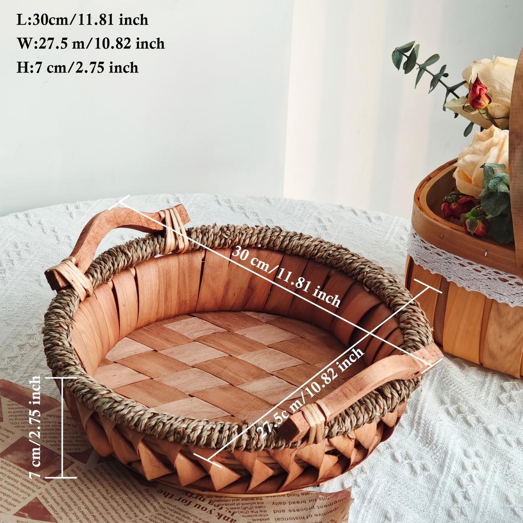 Handgeflochtener Korb für Snacks, Brot, Obst Tisch-Organizer Rustikales Rattan Für Wohnzimmer Couchtisch Gemütliches Zuhause