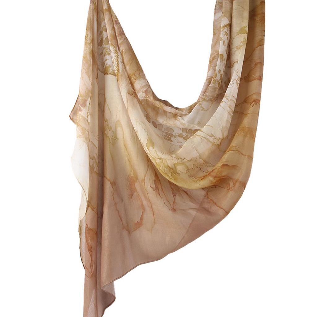 "Ethnic Watercolor Modal Cotton Shawl Satin Print Scarf for Women"