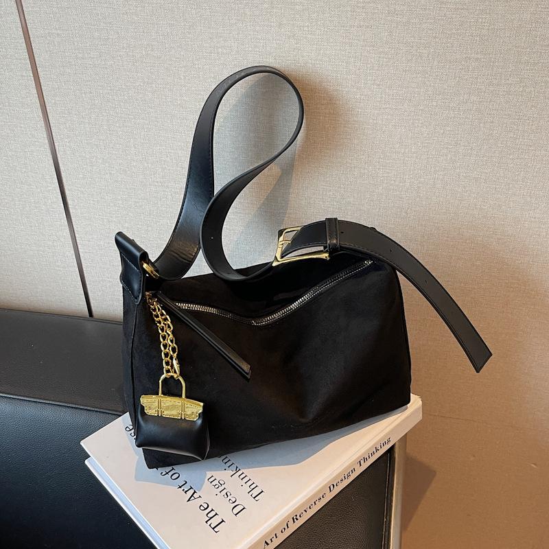 Retro high-end underarm bag women's 2025 new large-capacity soft suede tote bag simple shoulder bag