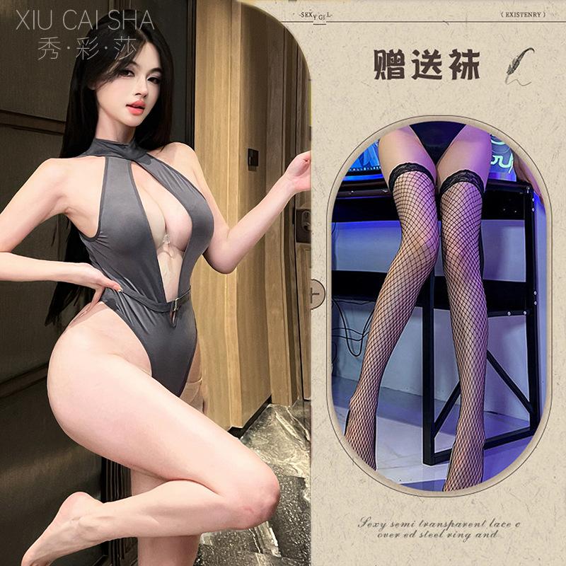 Sexy underwear neck opening temptation onesie backless hollowed out pure desire sexy chest dead library water pajamas