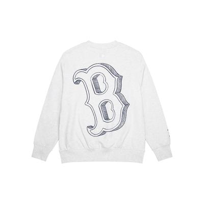 MLB Boston Red Sox Fashion Loose Letter Logo Crewneck Sweatshirt Unisex Sweatshirt Gray 3AMTB0434-43MGL