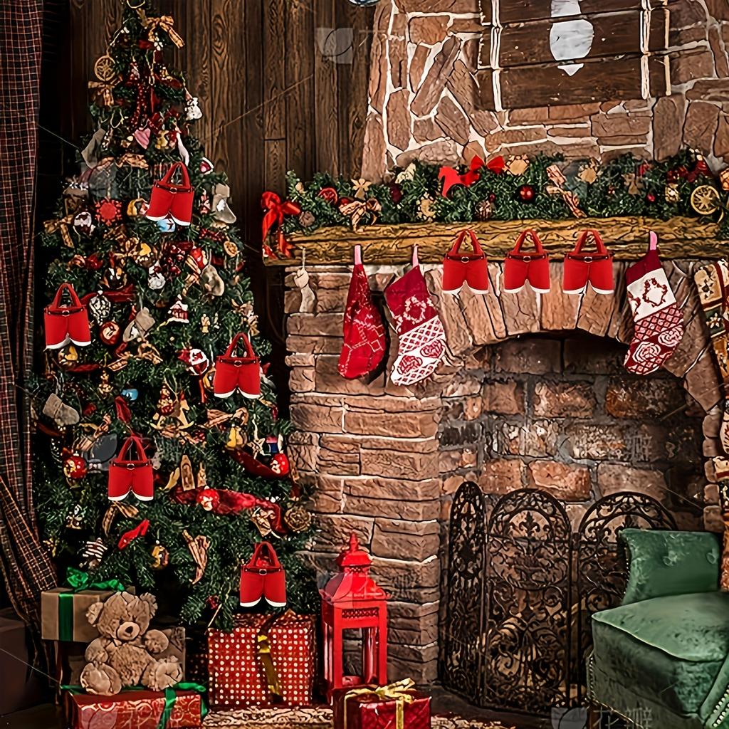 6pcs Festive Christmas Santa Claus Pants Candy Bags - Red Polyester Gift Bags with Black Buckle, for New Year & Holiday Treats