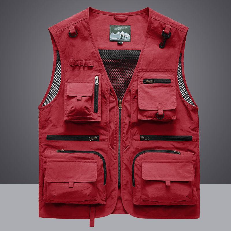 

Loose Fit Multi-Pocket Vest for Men Outdoor Casual Summer Fashion Urban Style Breathable V-Neck Zipper Closure Fishing Vest M recommendation 55-60kg