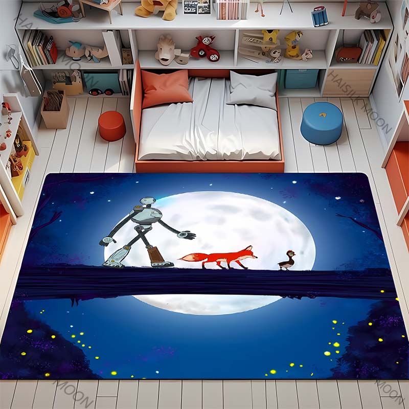Cartoon The W-Wild R0b0t Printed Carpet Baby Creeping Rug for Kid Play Mat Children Room Decor Area Floor Mat for Bedroom Gifts