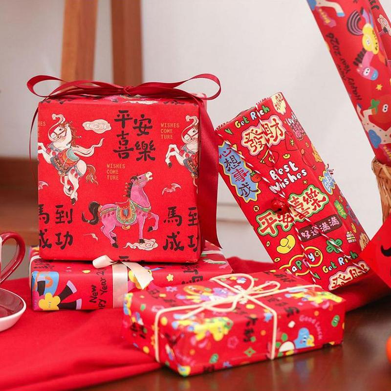 Chinese  Year Gift Wrapping Paper Gift Wrapping Paper Eco-Friendly Year Of The Horse Gift Box Paper Birthday And Holiday Gift
