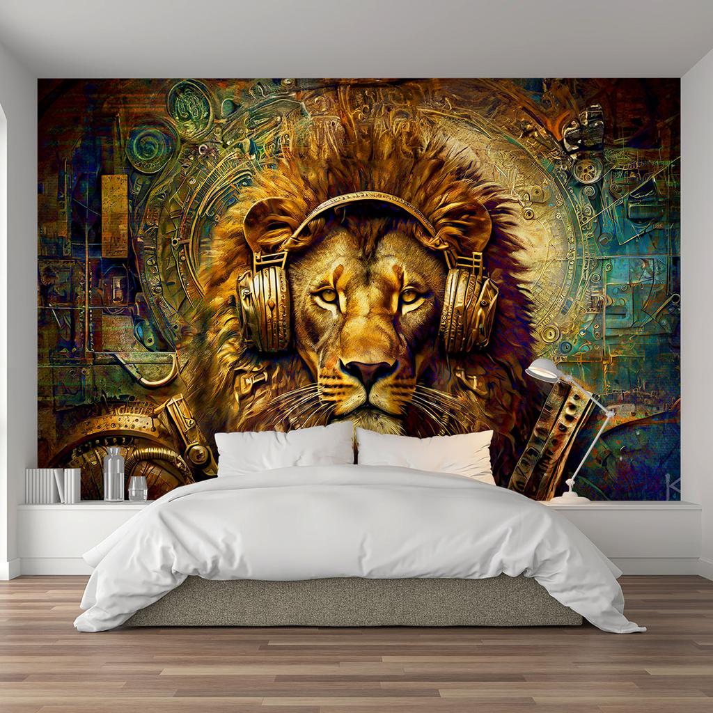 Wallpaper Golden Lion Abstraction