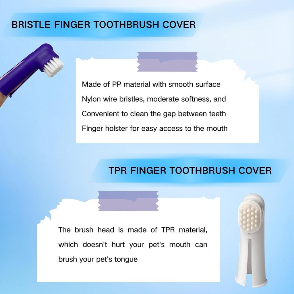 Rnlrclrl Dog Toothpaste and Toothbrush Set Dog Dental Care Fresh Breath Kit,Dual Ended Toothbrush,2 Pack Finger Toothbrushs