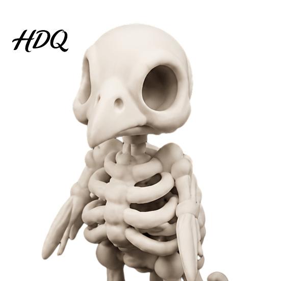 Spooky Desktop Ornament 3D Printed Gothic Vulture Skeleton Figurine,Spooky Bird Skull Statue Mini Dark Home Decor Figurines Micro Landscape