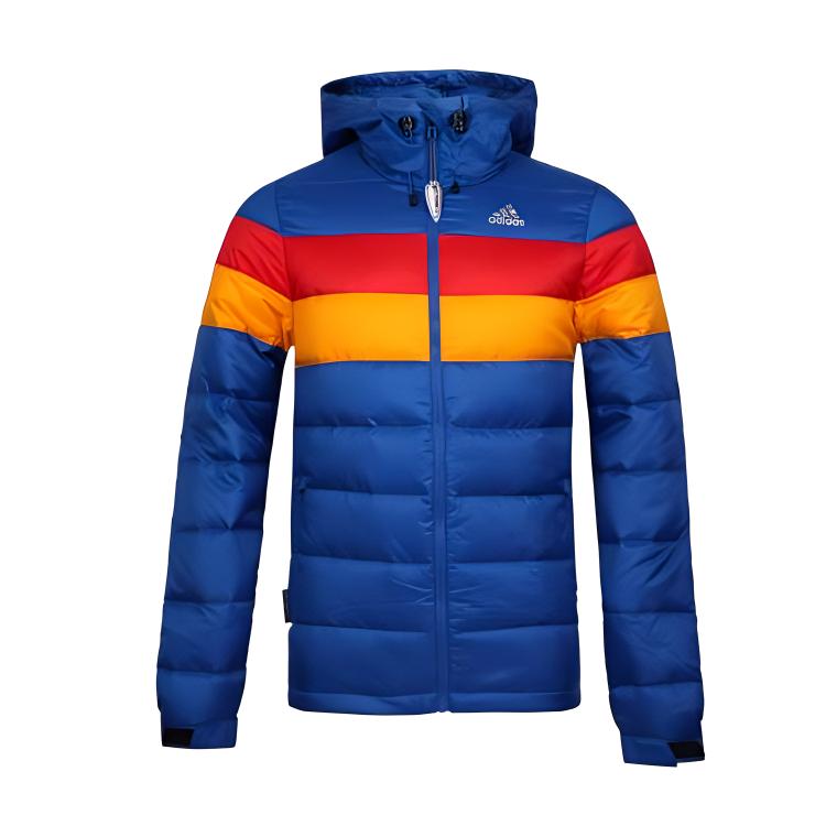 Adidas Color Block Warm Comfortable Soft Lightweight Long Sleeve Down Jacket Men Outerwear Blue M68830