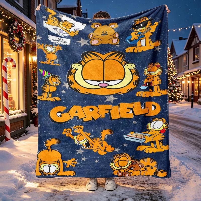 Garfield Pattern Blanket for Home Decoration, Bed, Sofa, Car Travel, Camping, Suitable for All Seasons, Birthday Christmas Gift