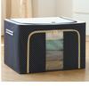 Waterproof Oxford Cloth Storage Box with Steel Frame and Transparent Folding Design for Wardrobe, Car, or Quilt Storage.