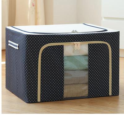 Waterproof Oxford Cloth Storage Box with Steel Frame and Transparent Folding Design for Wardrobe, Car, or Quilt Storage.
