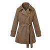 Womens Mid-Length Trench Coat With Hooded Design Waist-Tie Cinched Fit Lightweight Slimming Petite Frames