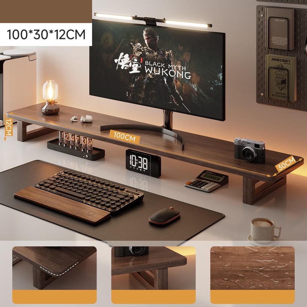 Wooden Monitor Stand Riser Computer Stands Solid Wood Desktop Organizer Rack for Computer Laptop PC TV