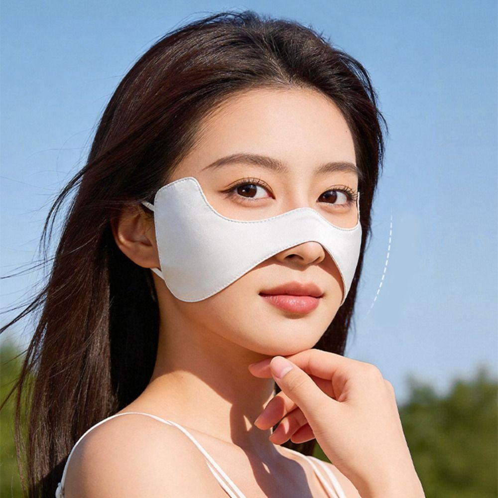 Thin Silk Sunscreen Mask Breathable Face Gini Mask Adjustable Sunscreen Face Scarf  Golf