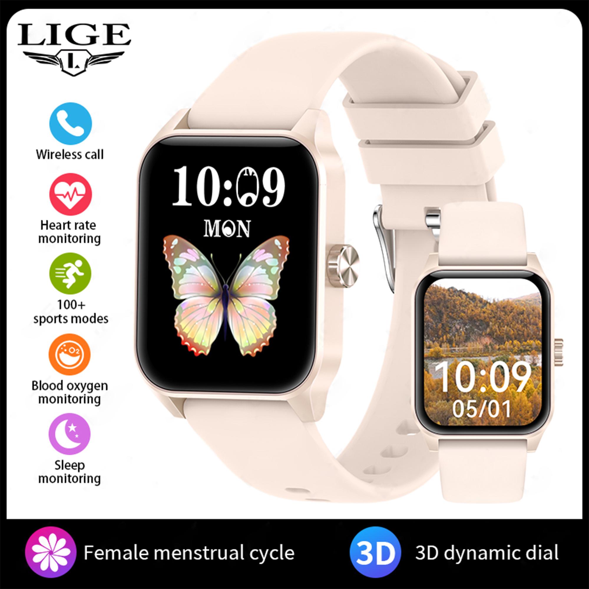 

LIGE Смарт-часы для мужчин Bluetooth Call Sport Fitness Track Водонепроницаемые Смарт-часы silicone strap грязно-белый