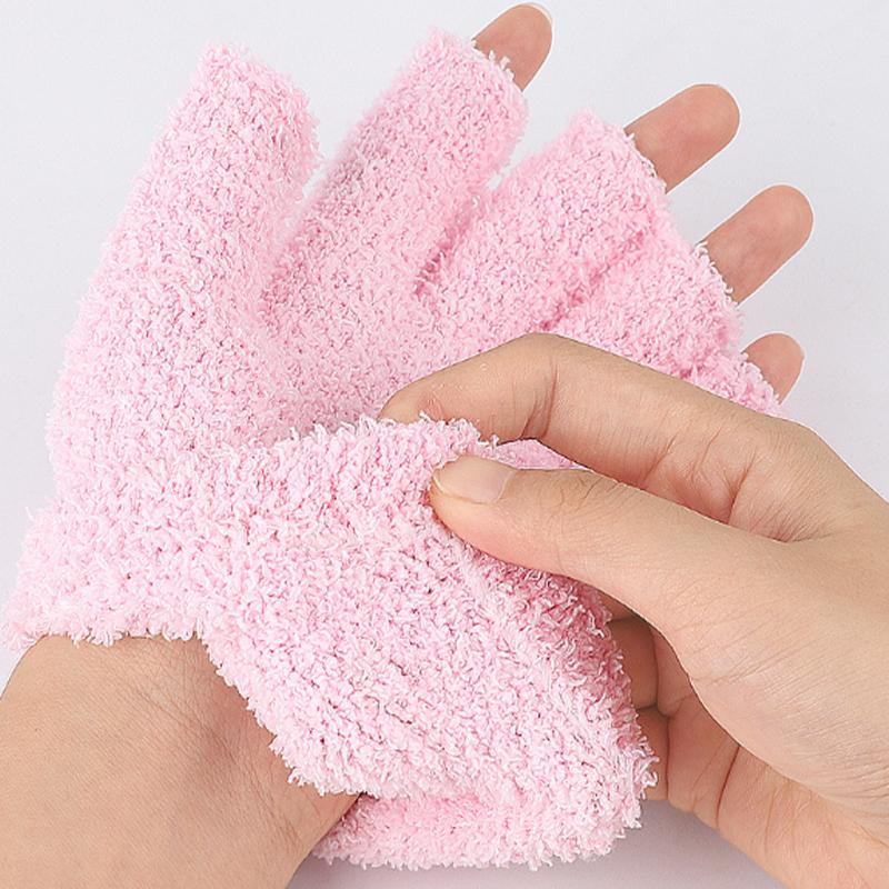 Autumn Winter Plush Half-Finger Gloves Thickened Coral Fleece Keep Warm Knitted Gloves