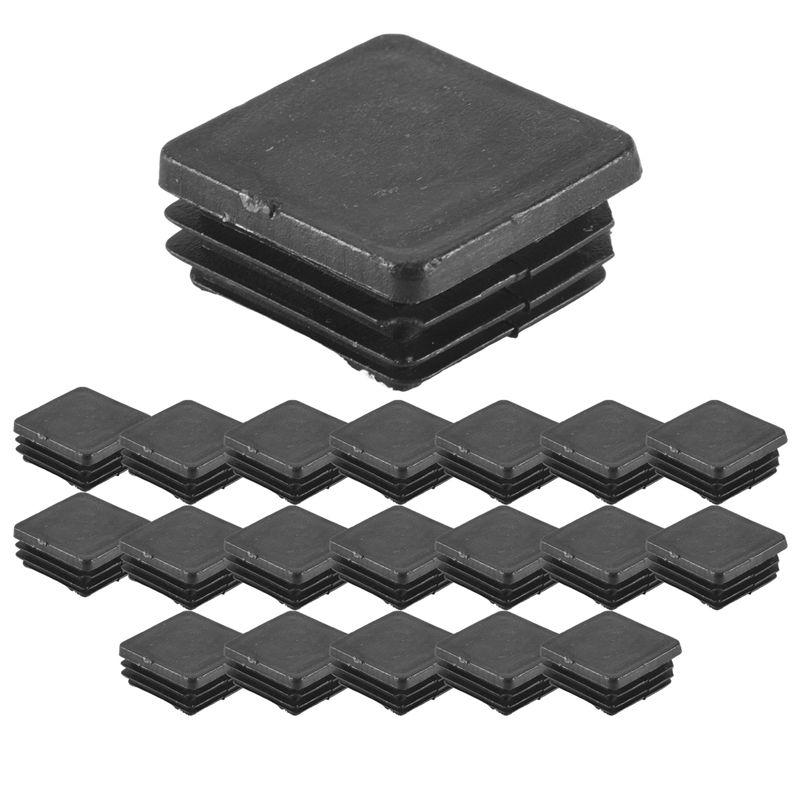 ABGR-20 Pcs Plastic Square Blanking End Caps Tube Inserts 25Mm X 25Mm чёрный