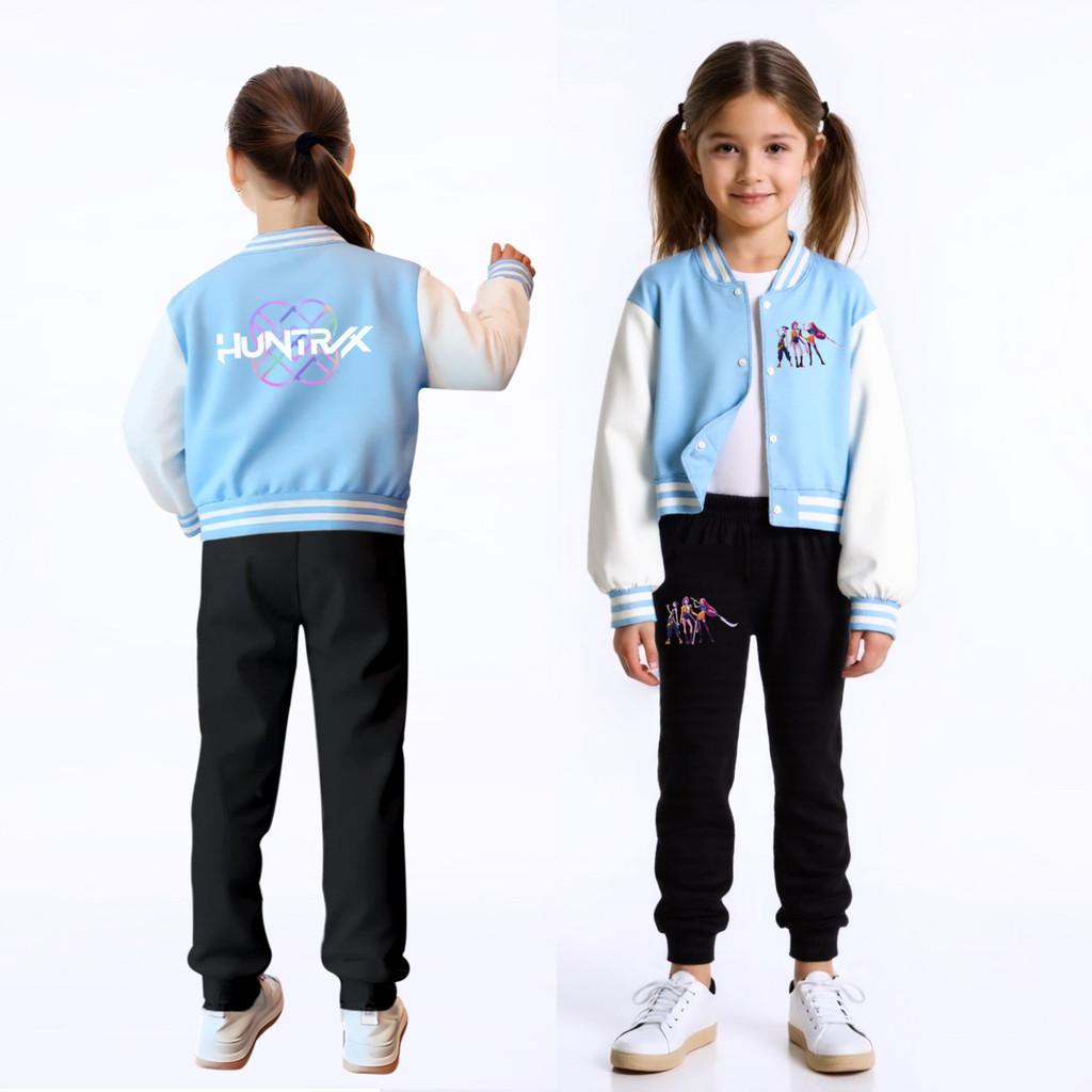 Kids Girls Anime Cartoon POP Singer Super Star Rumi Zoey Mira Printed Casual Long Sleeves Baseball Jacket Coat
