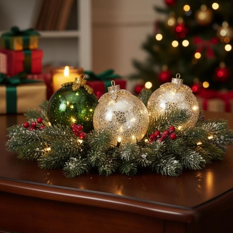 LED Christmas Tabletop Decors Auto Timer Durable Cracked Plastic Design Snowflake Accent 6Inch Holiday Ornament