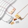 Custom Photo Box Pendant Necklace Stainless Steel Personalized Words and Picture Choker